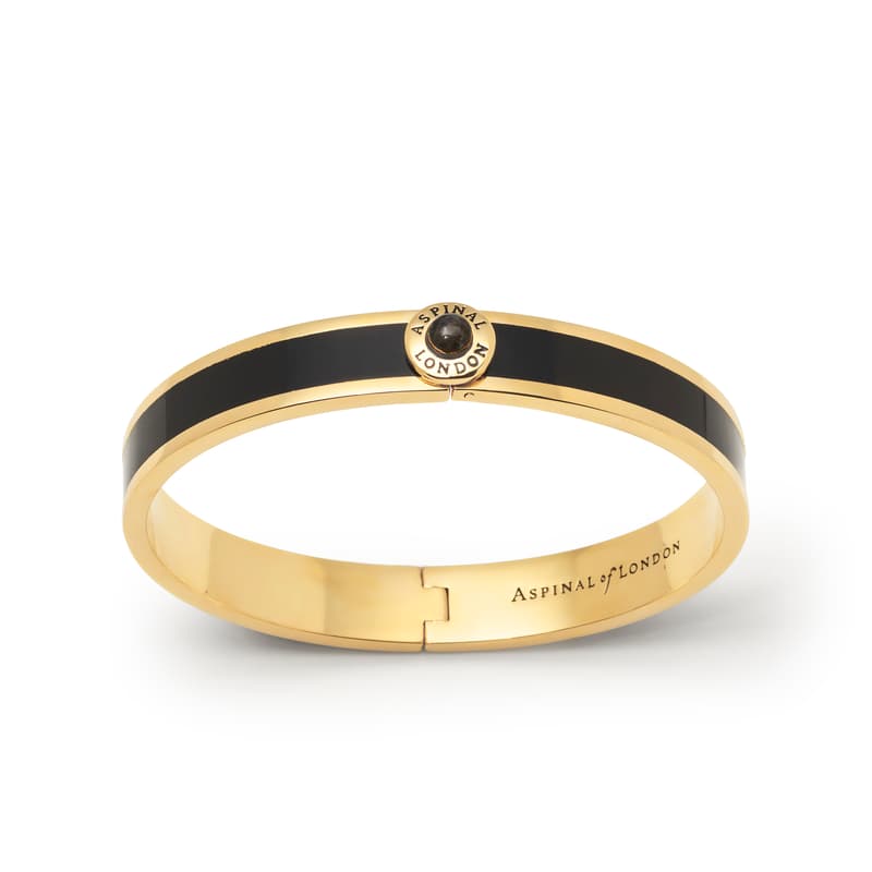 Aspinal Of London Gemstone Enamel Bangle In Gold