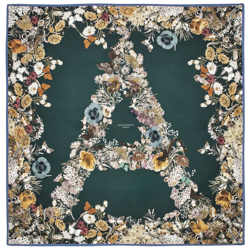 Aspinal Of London Ombre 'a' Floral Silk Scarf In Green