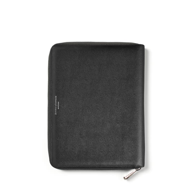Aspinal Of London A4 Executive Zipped Padfolio In Blue