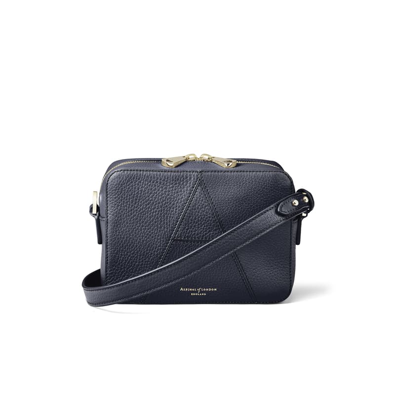 Aspinal of London Camera Crossbody Bag in Navy Pebble