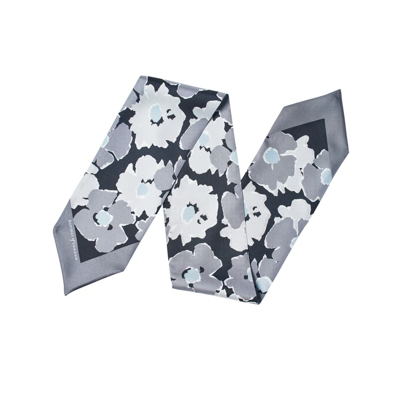 Aspinal Of London Abstract Floral Silk Neck Bow In Gray