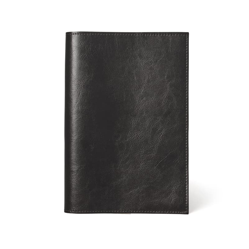 Aspinal Of London Rustic A5 Refillable Leather Journal In Black