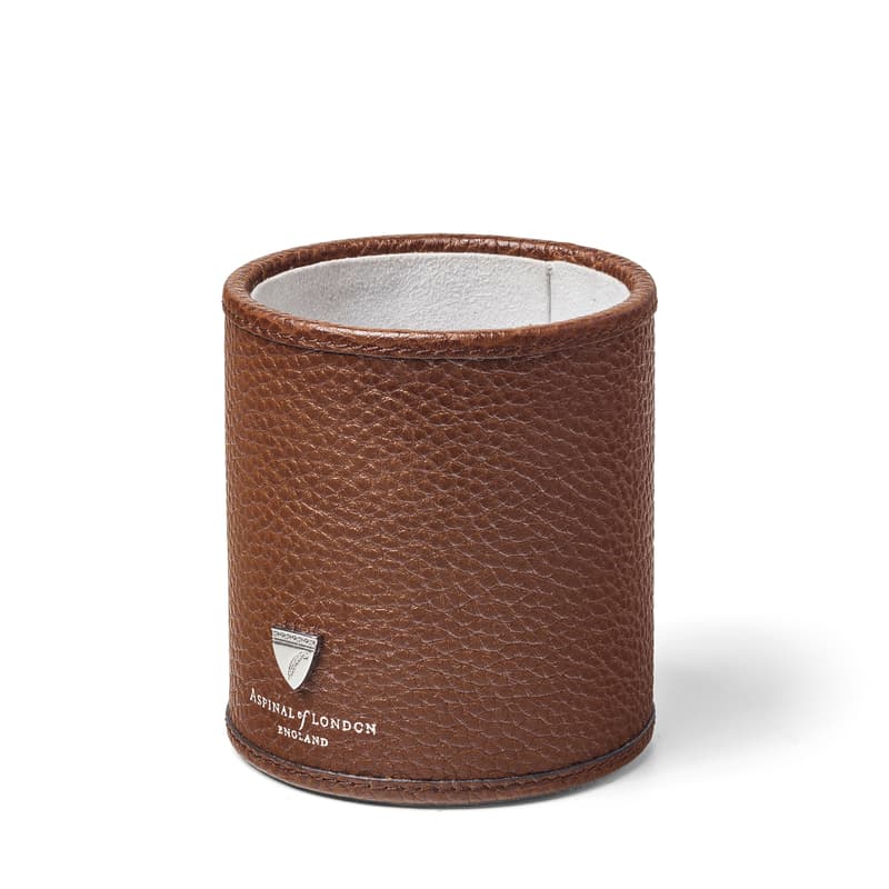 Aspinal Of London Round Pen Pot In Brown
