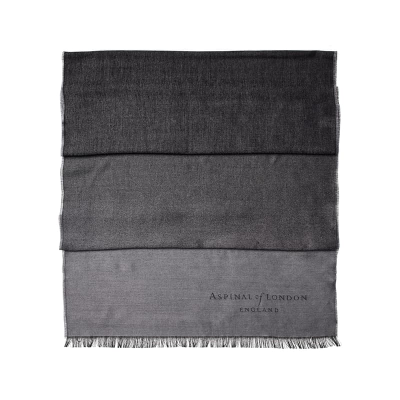 Aspinal of London Women's Silk Stole in Grey & Black Modal Silk