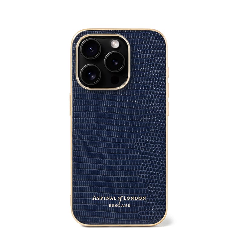 Aspinal of London iPhone 15 Pro Case in Midnight Lizard