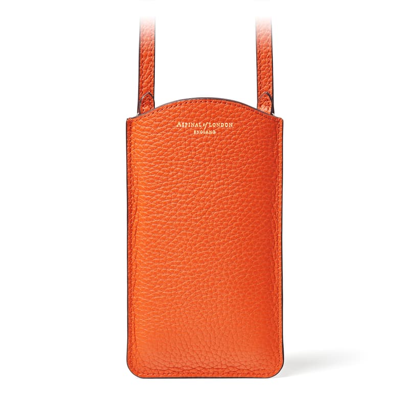 Aspinal of London Phone Case in Burnt Orange Pebble