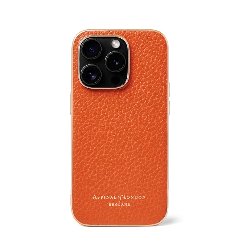 Aspinal of London iPhone 15 Pro Case in Burnt Orange Pebble