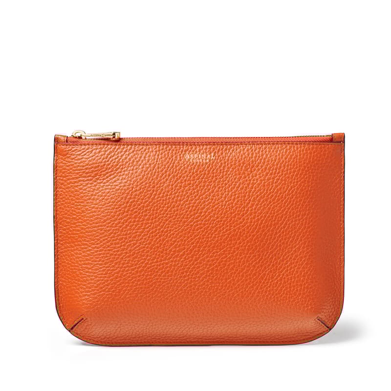 Aspinal of London Large Ella Pouch in Burnt Orange Pebble