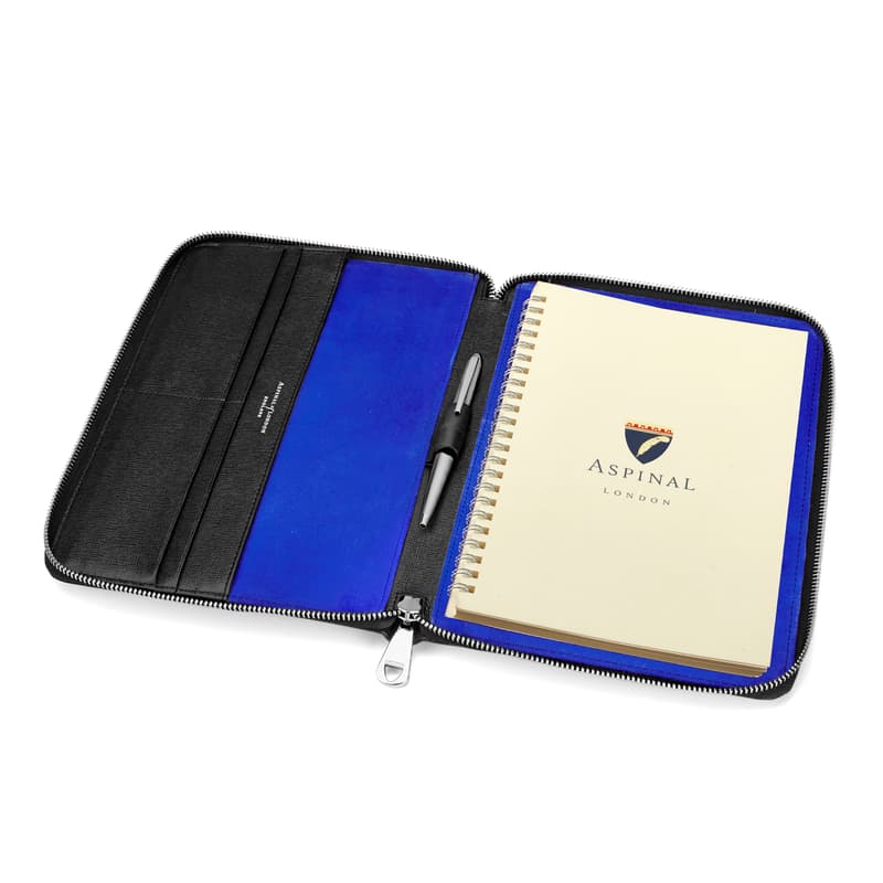 Aspinal Of London A5 Zipped Padfolio In Black