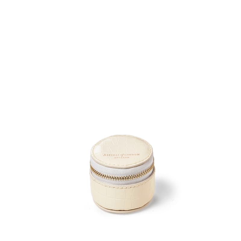 Aspinal Of London Small Round Jewellery Box In White