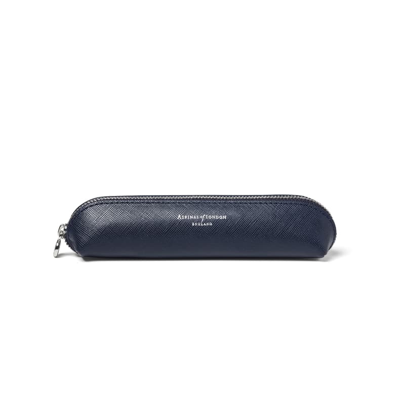Aspinal of London Slim Pen Case in Navy Saffiano