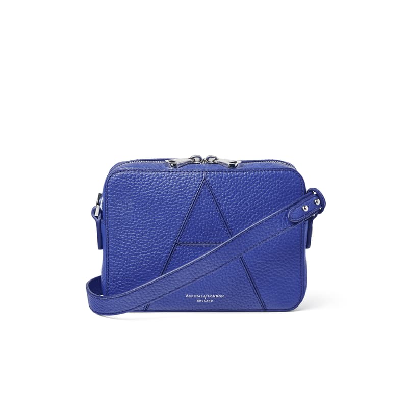 Aspinal of London Camera Crossbody in Cobalt Blue Pebble