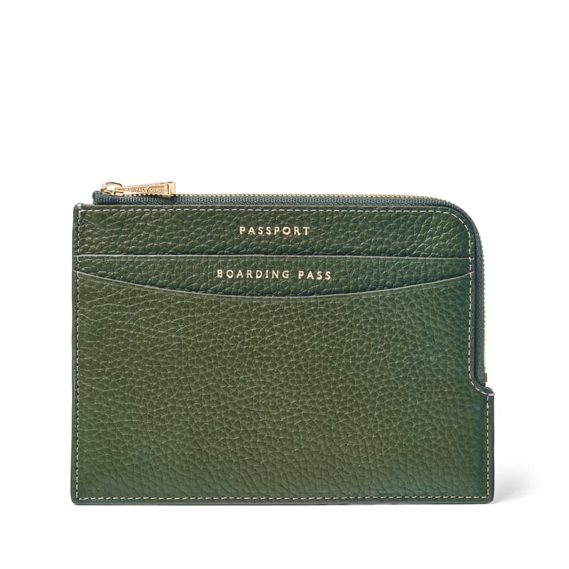 Aspinal Of London Zipped Travel Wallet In Green