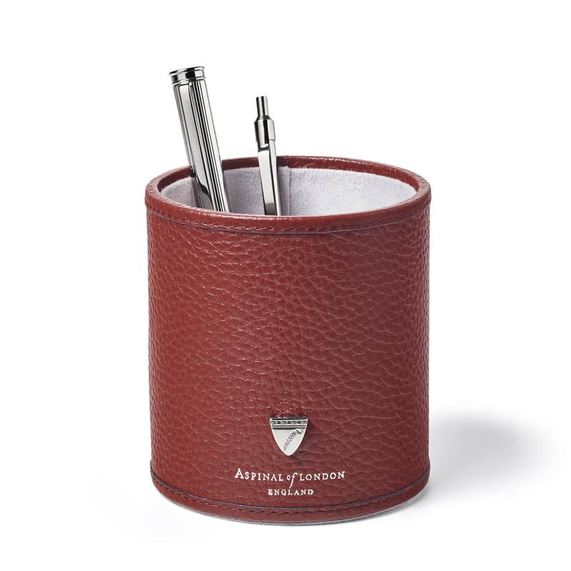 Aspinal of London Round Pen Pot in Merlot Pebble