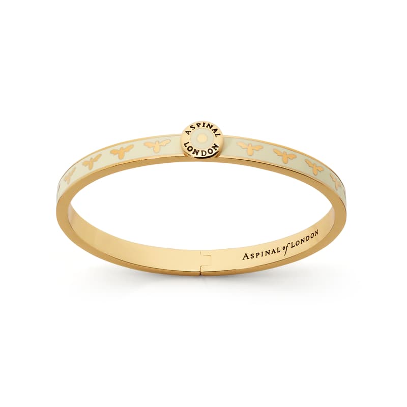 Aspinal Of London Thin Bee Bangle In Gold