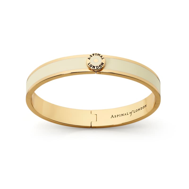 Aspinal Of London Enamel Bangle In White