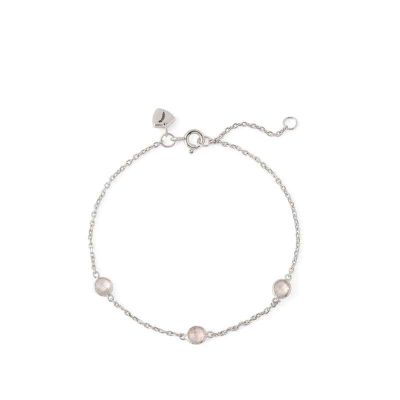 Aspinal of London Gemstone Bracelet in Rose Quartz & Sterling Silver 925
