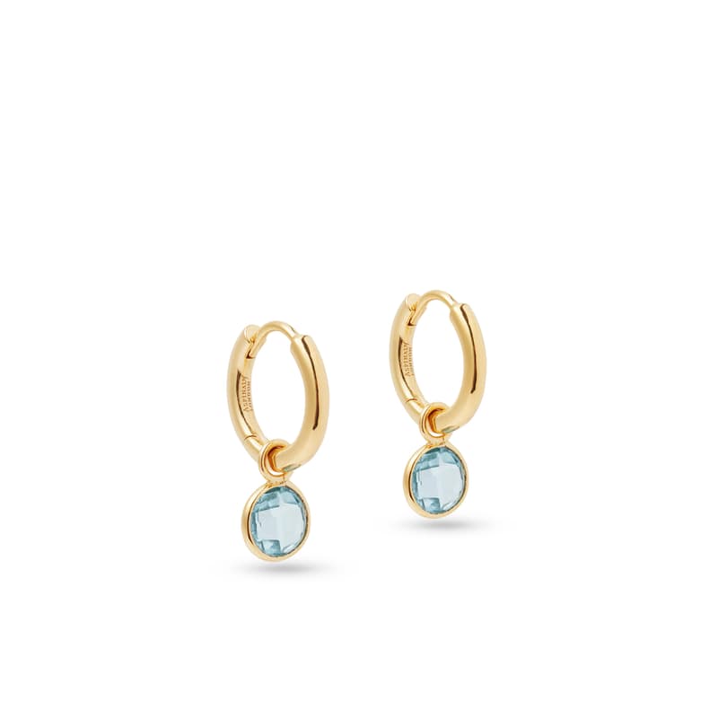 Aspinal of London Gemstone Huggie Earrings in Swiss Blue Topaz & 18ct Gold Vermeil