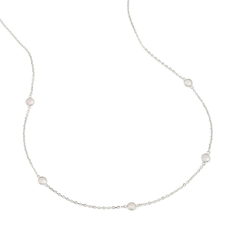 Aspinal of London Gemstone Necklace in Rose Quartz & Sterling Silver 925