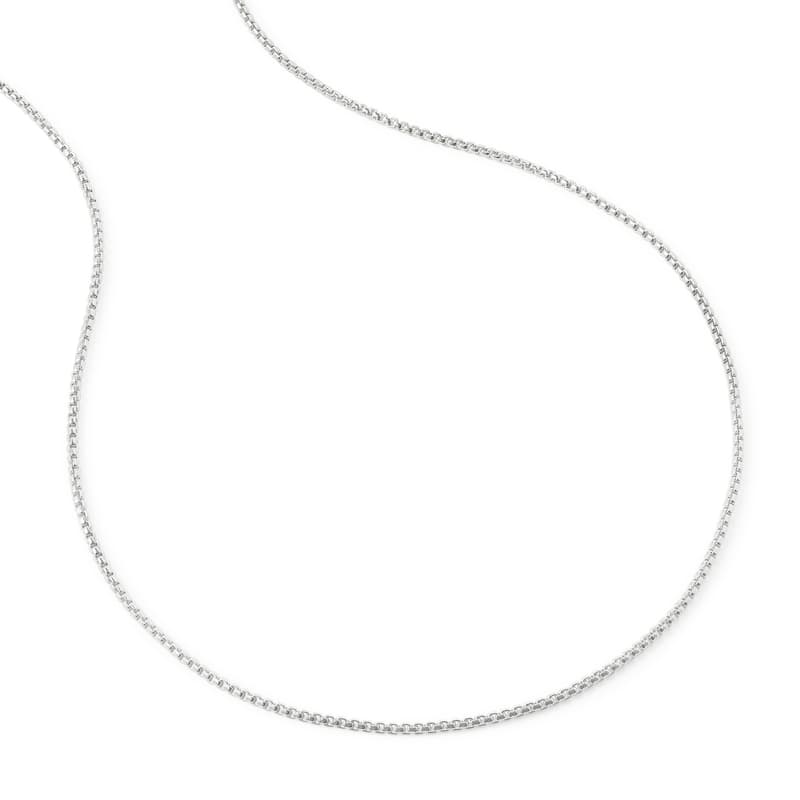 Aspinal of London 21-inch Rounded Box Chain Necklace in Sterling Silver 925