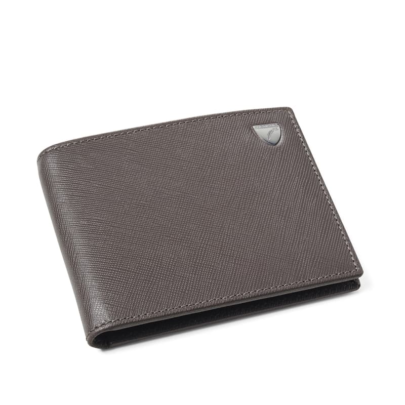 Aspinal of London Billfold RFID Wallet in Grey & Navy Saffiano