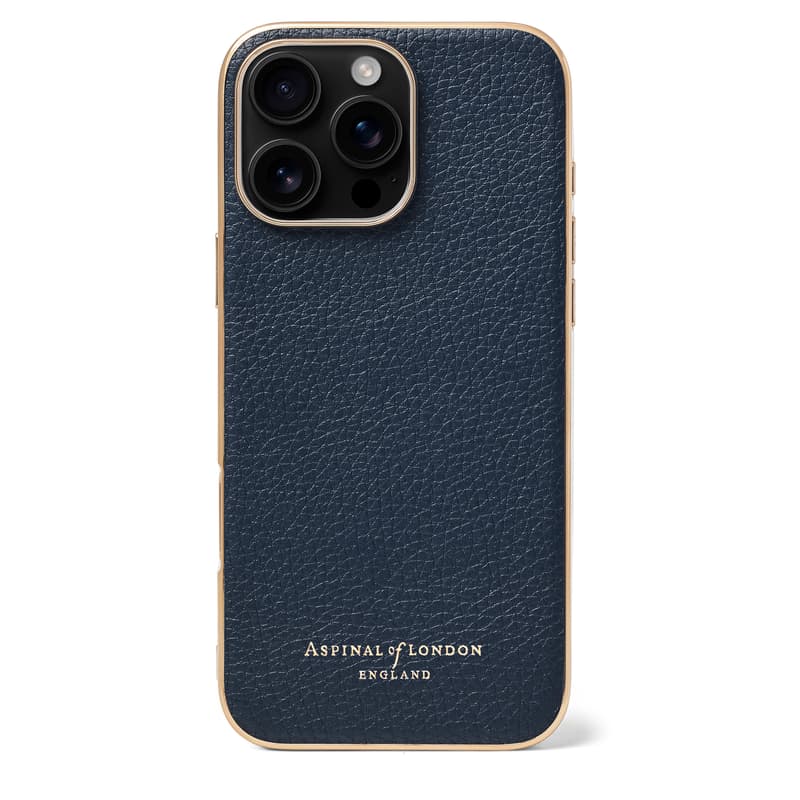 Aspinal of London iPhone 16 Pro Max Case in Navy Pebble