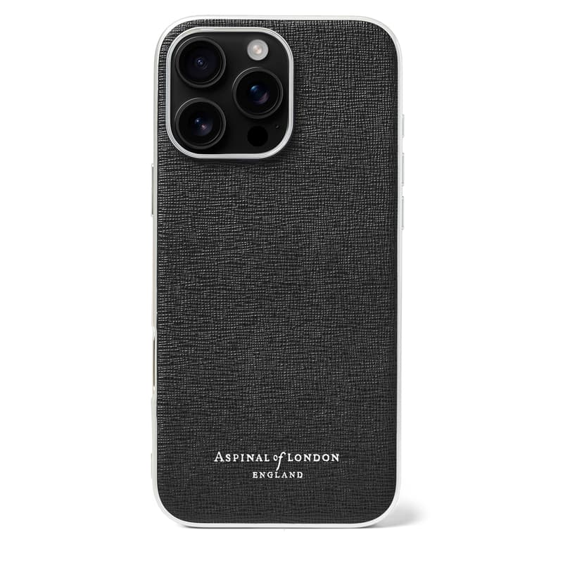 Aspinal of London iPhone 16 Pro Max Case in Black Saffiano