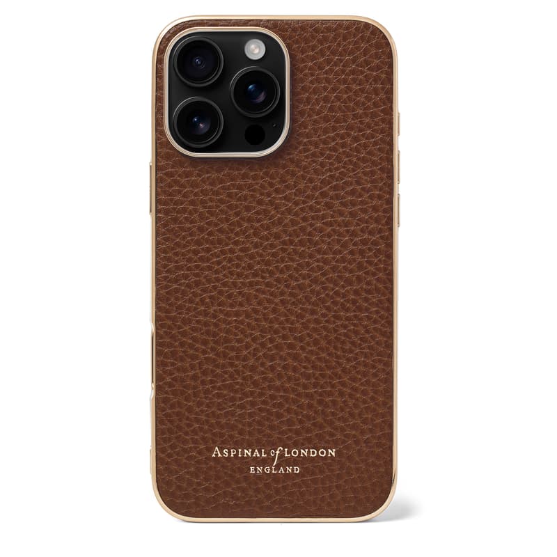 Aspinal of London iPhone 16 Pro Max Case in Tobacco Pebble