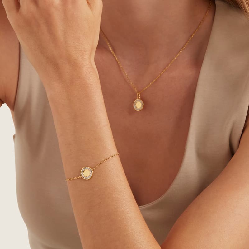 Aspinal Of London Diamond Wax Seal Bracelet In Gold