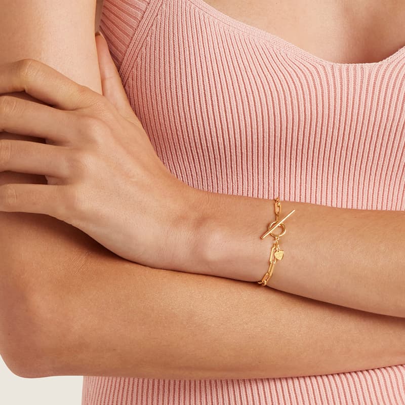 Aspinal Of London Paper Clip Chain Bracelet In Gold