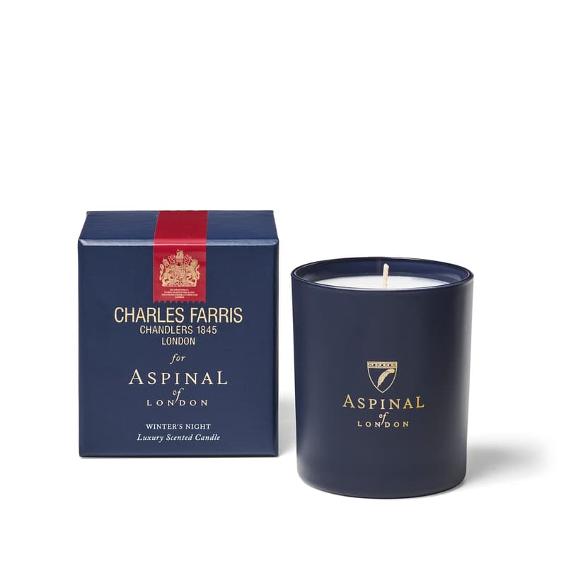 Aspinal Of London Winter's Night Scented Candle In Blue