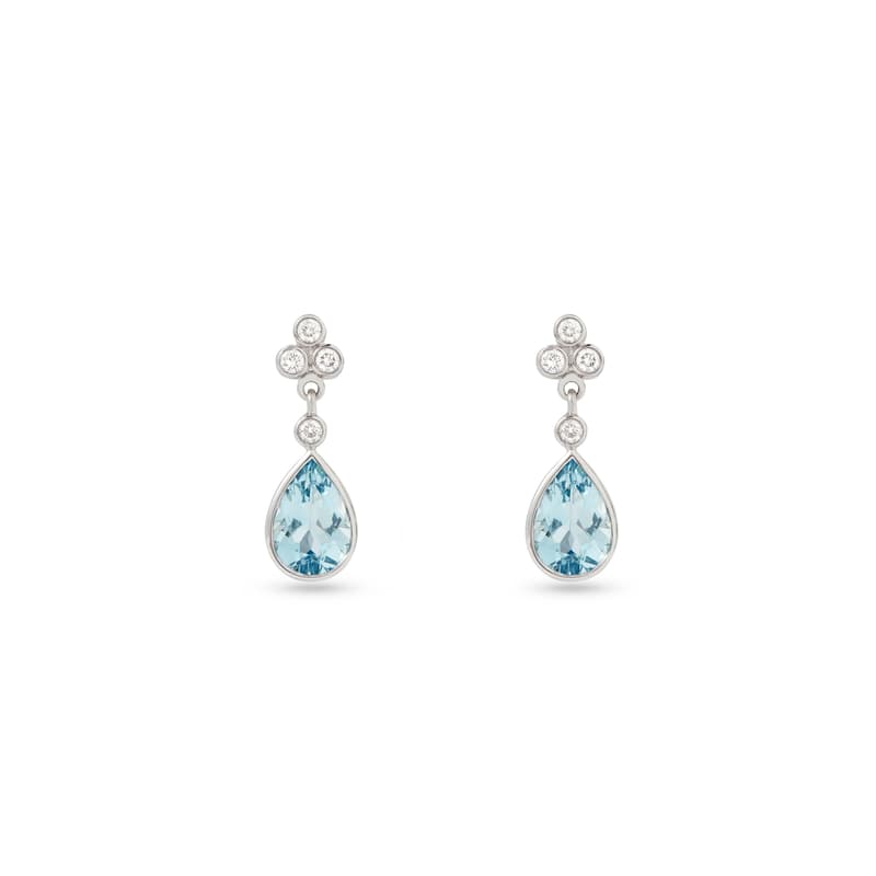 Aspinal of London Aphrodite Teardrop Aquamarine & Diamond Earrings