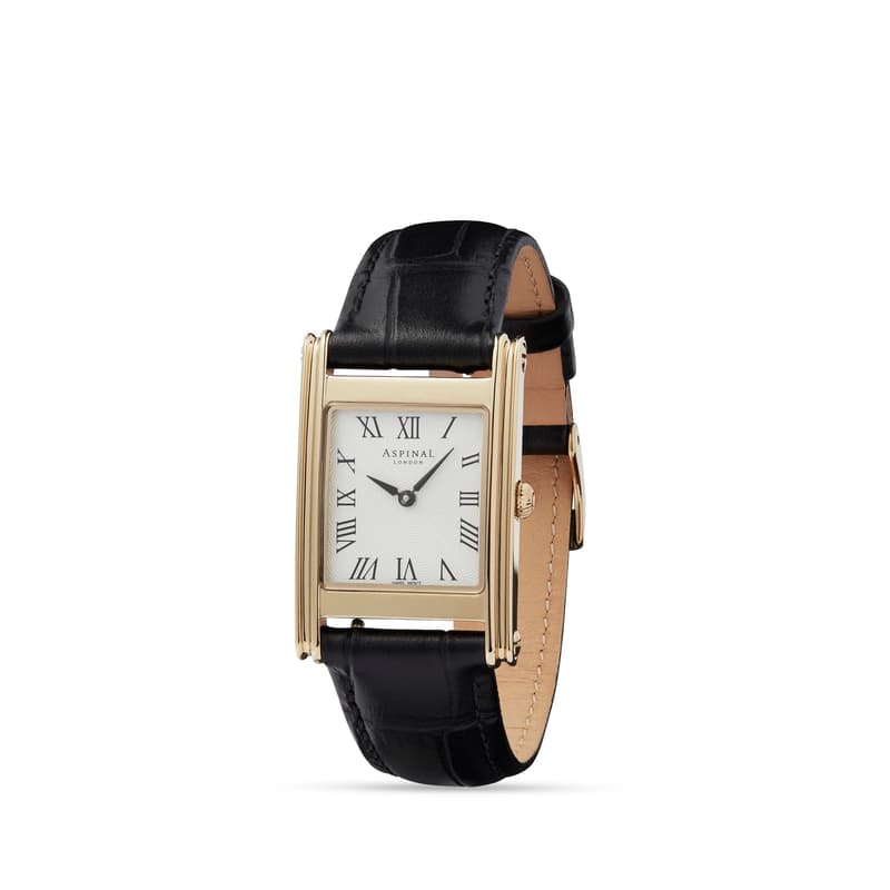 Aspinal of London Mayfair Watch in Deep Shine Black Croc