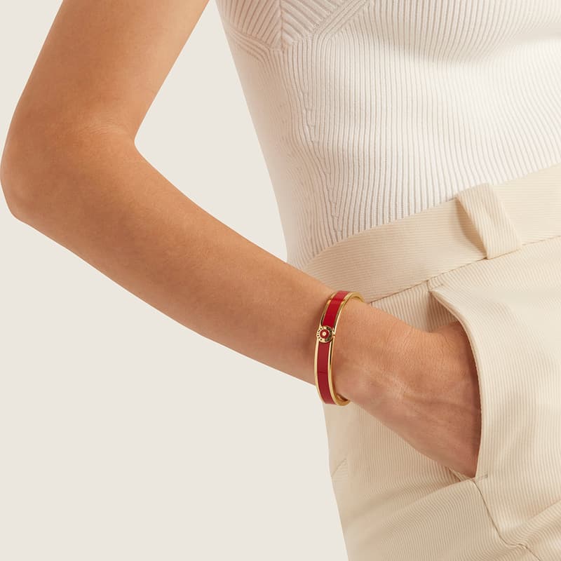 Aspinal Of London Enamel Bangle In Gold