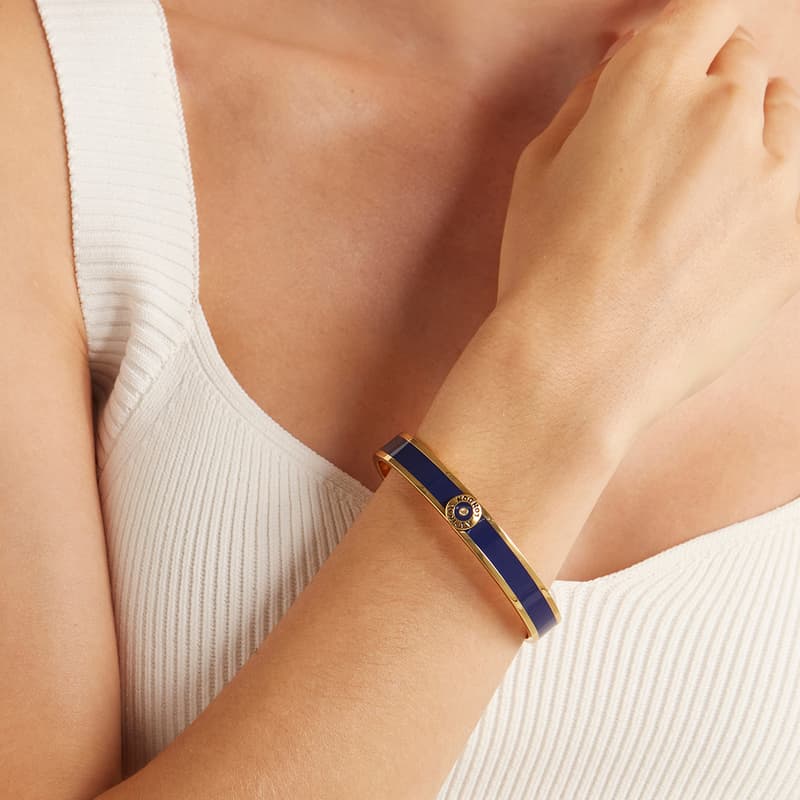 Aspinal Of London Enamel Bangle In Blue