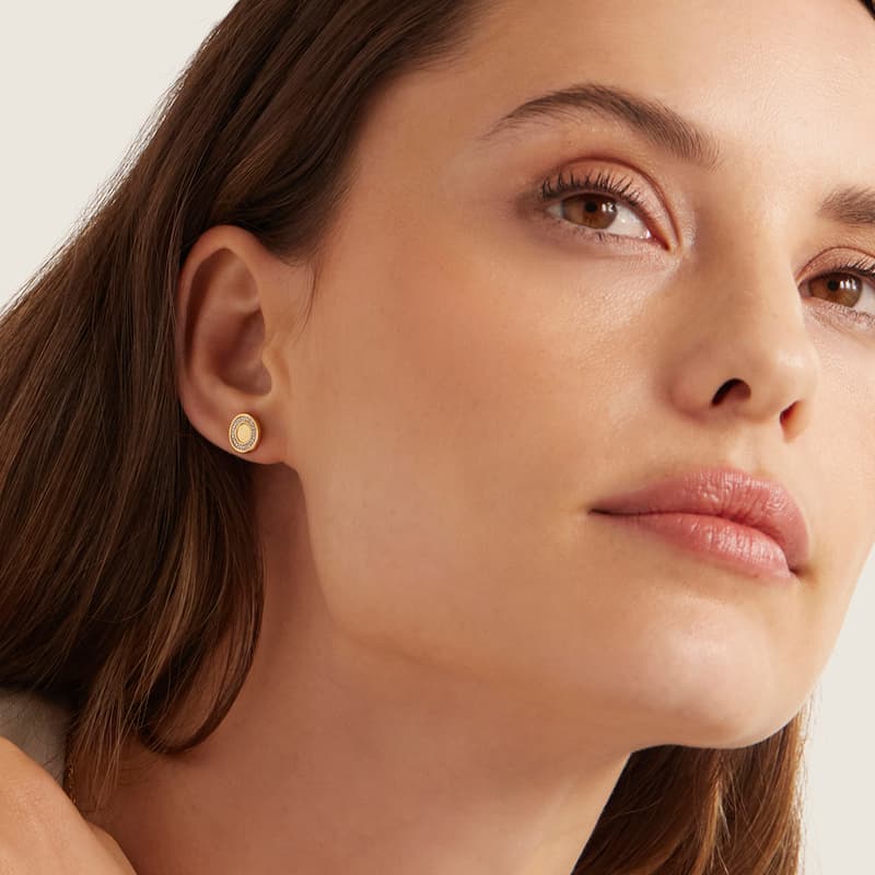 Aspinal Of London Diamond Wax Seal Earrings In Gold