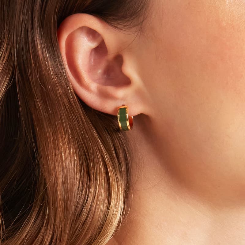 Aspinal Of London Enamel Huggie Earrings In Burgundy