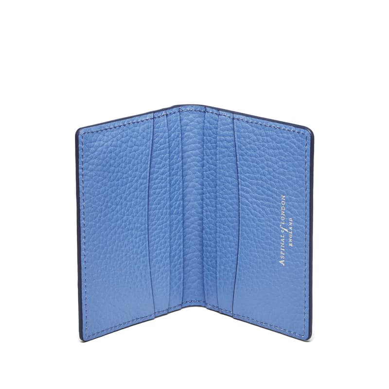 Aspinal of London Double Fold Credit Card Holder in Capri Blue Pebble