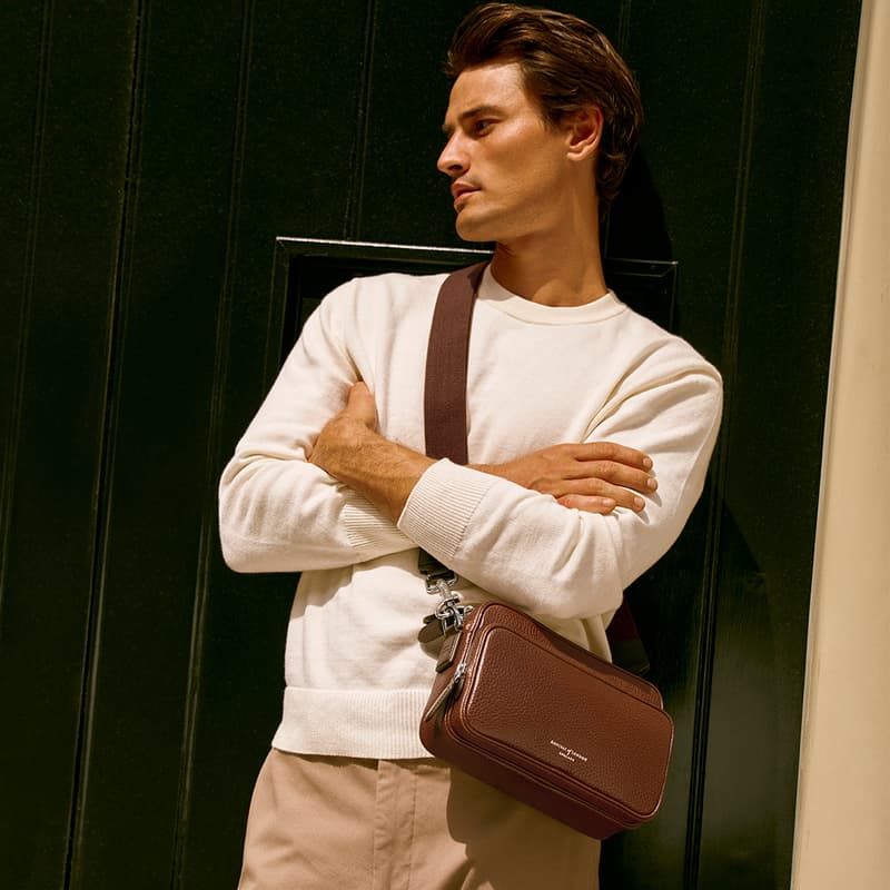 Aspinal Of London Reporter East West Messenger Bag In Brown