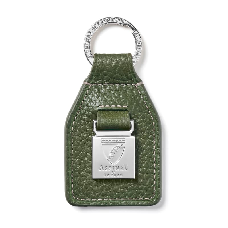 Aspinal Of London Shield & Plaque Keyring In Green