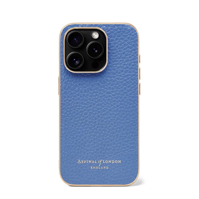Aspinal of London iPhone 15 Pro Case in Capri Blue Pebble