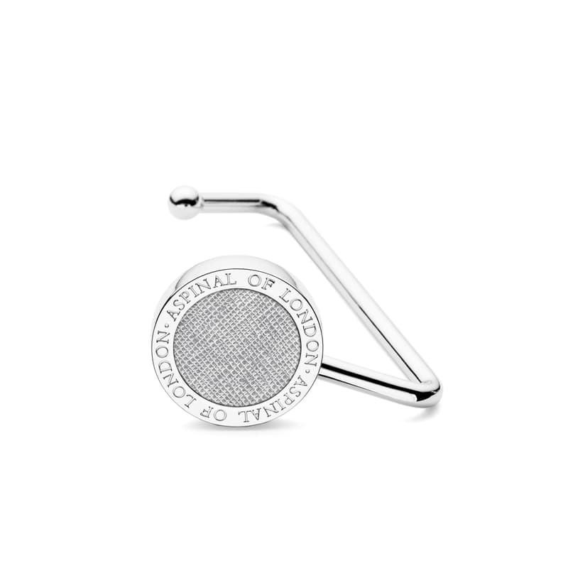 Aspinal of London Purse Hook in Silver Metallic Saffiano