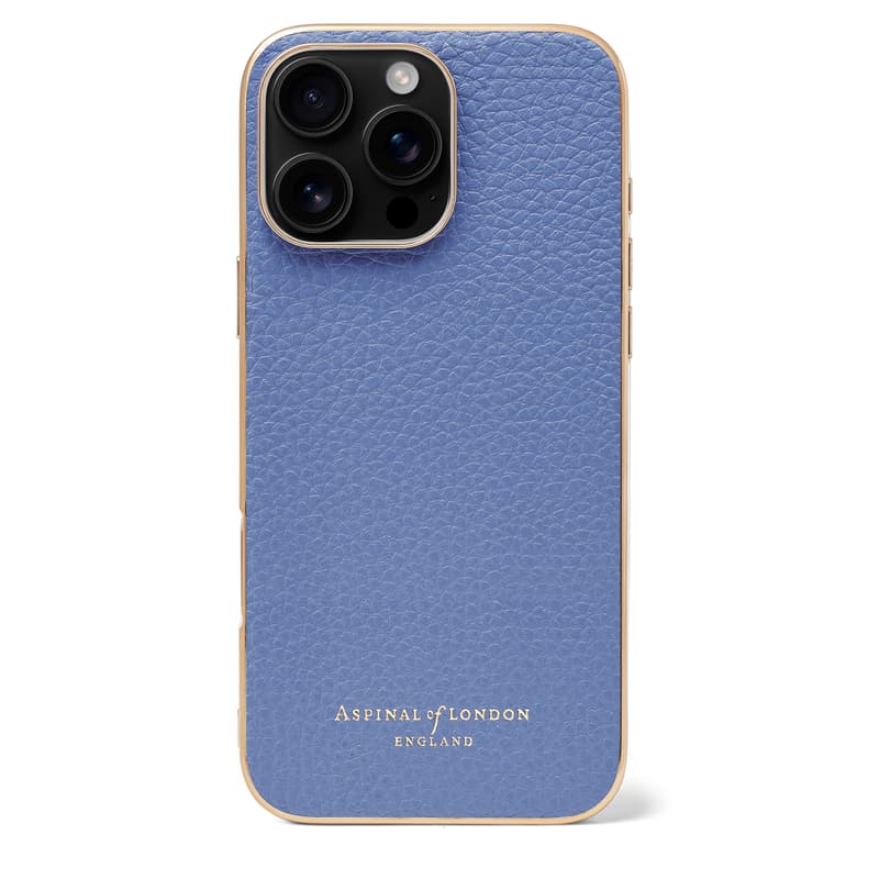 Aspinal of London iPhone 16 Pro Max Case in Capri Blue Pebble