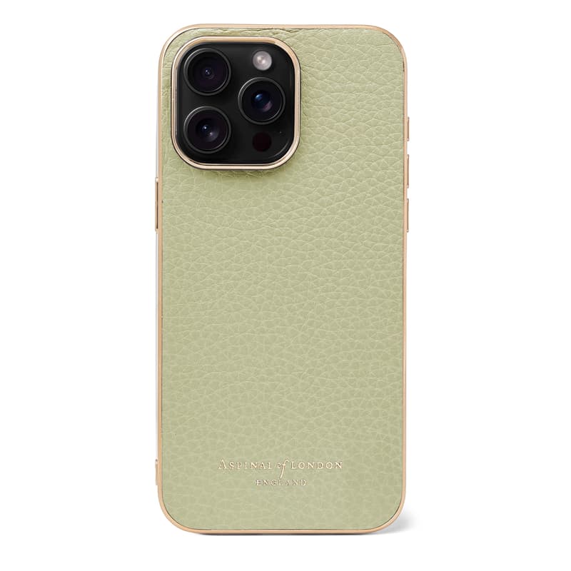 Aspinal of London iPhone 15 Pro Max Case in Pistachio Pebble