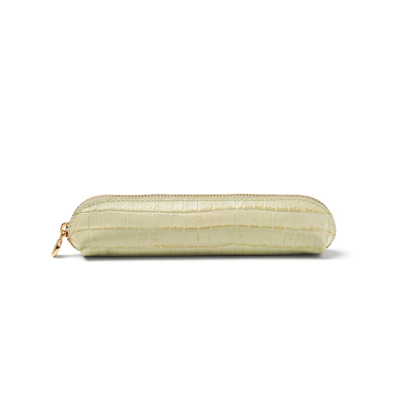 Aspinal Of London Leather Pen Case In Yellow