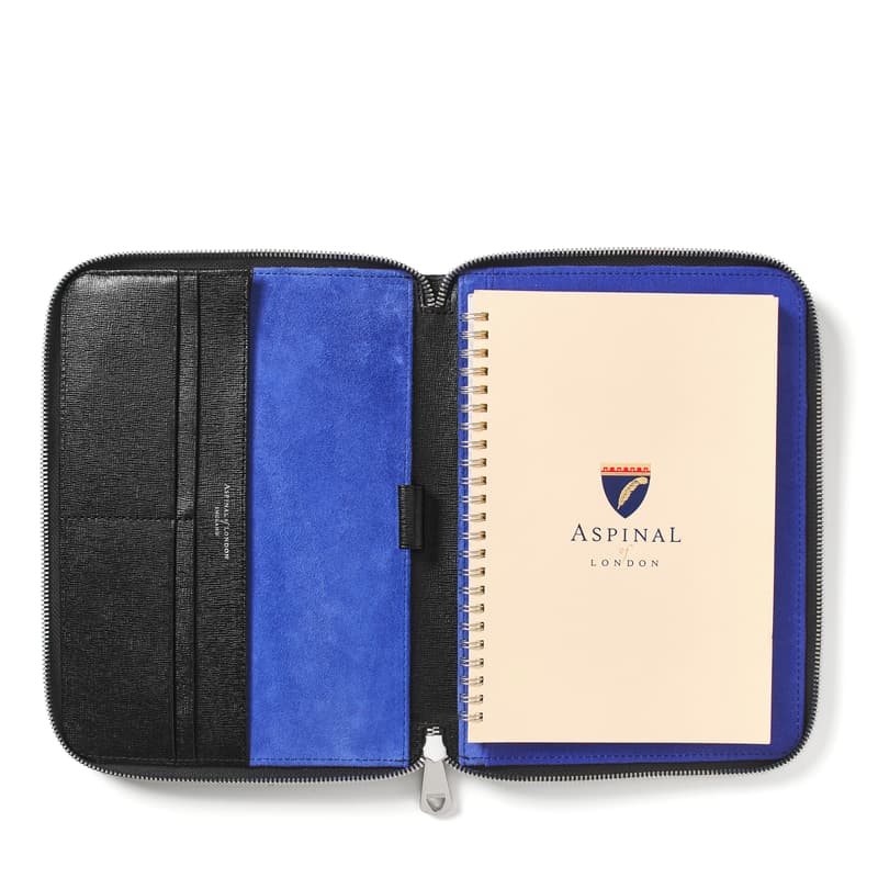 Aspinal Of London A5 Zipped Padfolio In Black