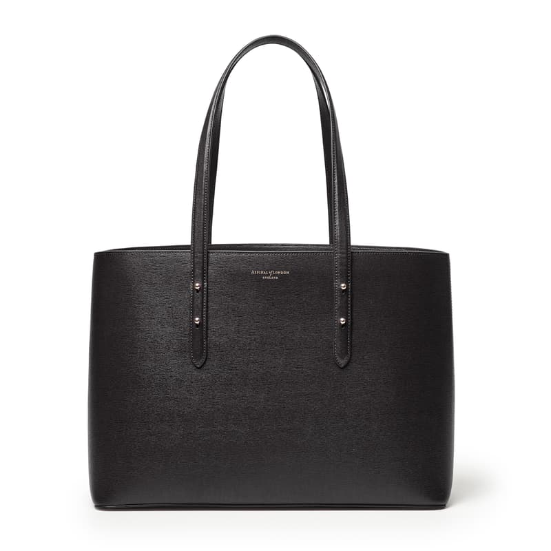 Aspinal of London Regent Tote in Black Saffiano