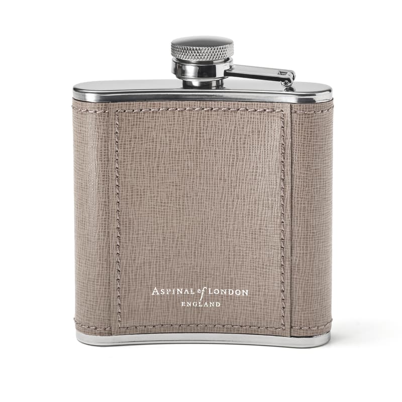 Aspinal Of London Classic 5oz Leather Hip Flask In Brown