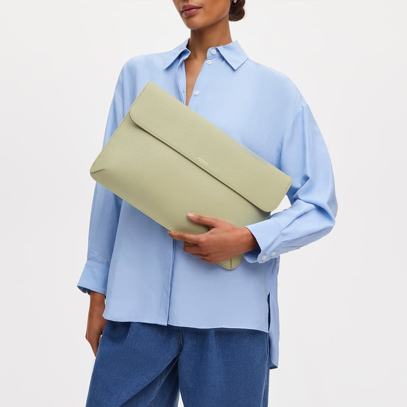 Aspinal Of London Leather Laptop Case In Green