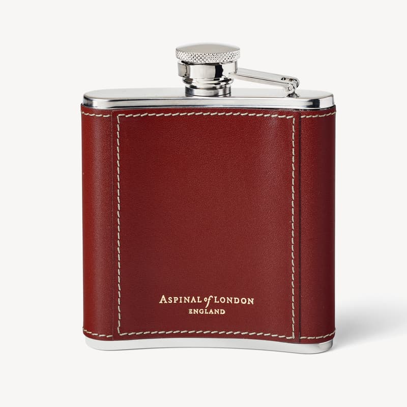 Aspinal Of London Classic 5oz Leather Hip Flask In Brown